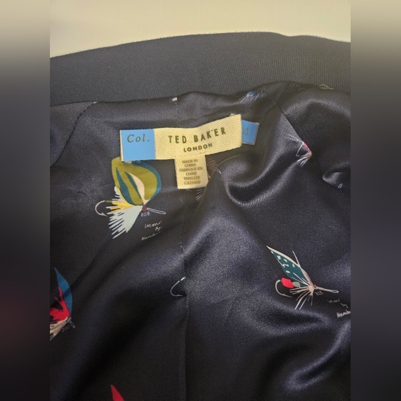 Ted Baker- Navy Blue Women's Bomber Jacket Size 4 With Beatiful Lining NWOT - Picture 3 of 5